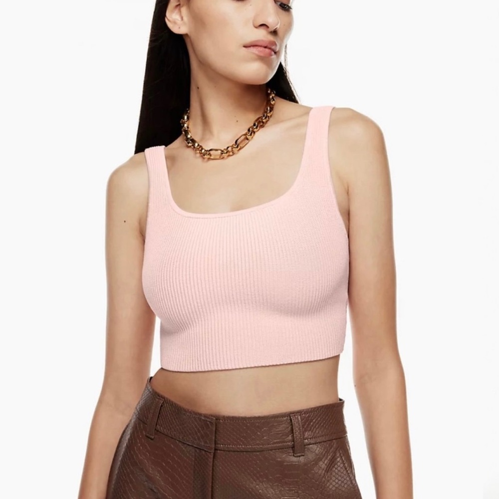 Like new Aritzia Sculpt Knit Squareneck Cropped Tank Pink